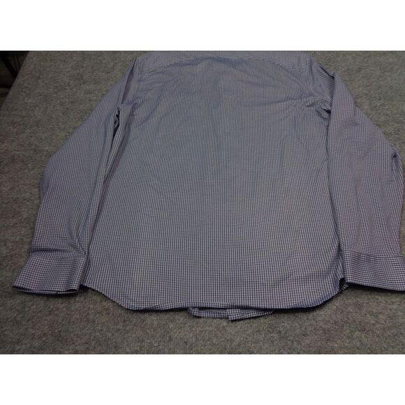 Ministry of Supply Shirt Men 2XL White Blue Gingham Plaid Stretch Button Down - Picture 7 of 10